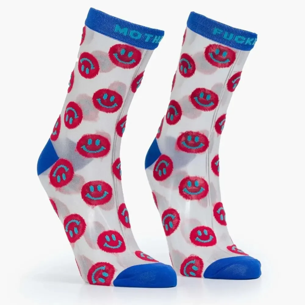 MOTHER The Step Up Happy Sad MF Sheer Socks OS